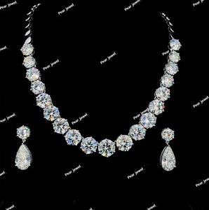 Most Selling <b>Iced</b> <b>Out</b> Round Cut Moissanite Diamond Necklace and Earring Set for Wedding and Special Occasion for Bulk Quantity - Product Image 4