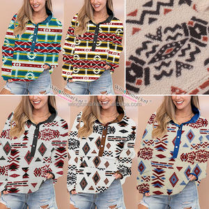 بلوزات نسائية من الفرو الصناعي الغربي لينة الشتاء Aztec Sherpa مخصص خمر البلوز النساء - Product Image 6