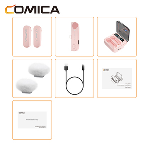 COMICA Vimo S MI(Pink) 2.4G Dual-channel Lightning <b>Wireless</b> Lavalier Condenser <b>Microphone</b> Noise Cancelling Smartphone - Product Image 2