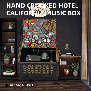 Caja de Música de Madera Vintage con Manivela, Estilo Hotel California, Melodía de Banda Famosa, Movimiento de 18 Notas, Duración de Sonido de 15 Segundos, Regalo Especial para - Product Image 2