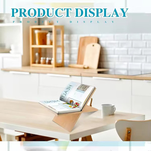 Bamboo Book Stand For Cooking Recipe Books Magazine <b>Rack</b> Reading Shelf Minimalist Design Eco Friendly <b>Kitchen</b> Organization - Product Image 4