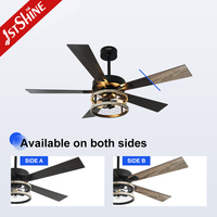 1stshine lustre d'intérieur Style industriel Noir mat 6 vitesses Télécommande Ventilateur de plafond lumière