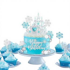 Decoración para Pastel de Princesa de Hielo de 28 Piezas, Corona y Copo de Nieve, Decoraciones para Baby Shower con Temática Invernal, Papel, Estilo Europeo-Americano - Product Image 1