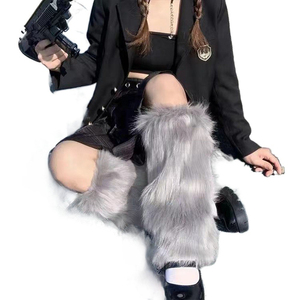 Goth White Faux <strong>Fur</strong> <strong>Leg</strong> <strong>Warmers</strong> Boot Covers Lady Cute Jk Knee-length Hipster Warm Sock Fashion Socks Furry <strong>Leg</strong> <strong>Warmers</strong> - Product Image 2