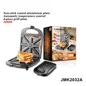 JAMAKY Profesional 2800W 4-Slice <span class=keywords><strong>Sandwichera</strong></span>, Parrilla Eléctrica <span class=keywords><strong>Grande</strong></span> Antiadherente con Control Automático de Temperatura - Product Image 6
