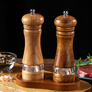 Molinillo manual de <span class=keywords><strong>pimienta</strong></span> de madera de 6 pulgadas con rotor cerámico ajustable, set de herramientas de cocina para <span class=keywords><strong>moler</strong></span> especias y sal - Product Image 2