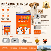 OEM ODM 250ml 750ml Boîte en fer blanc anti-fuite avec pompe, vide, pour emballage d'huile d'oméga pour animaux de compagnie (chien, chat, poisson), personnalisable