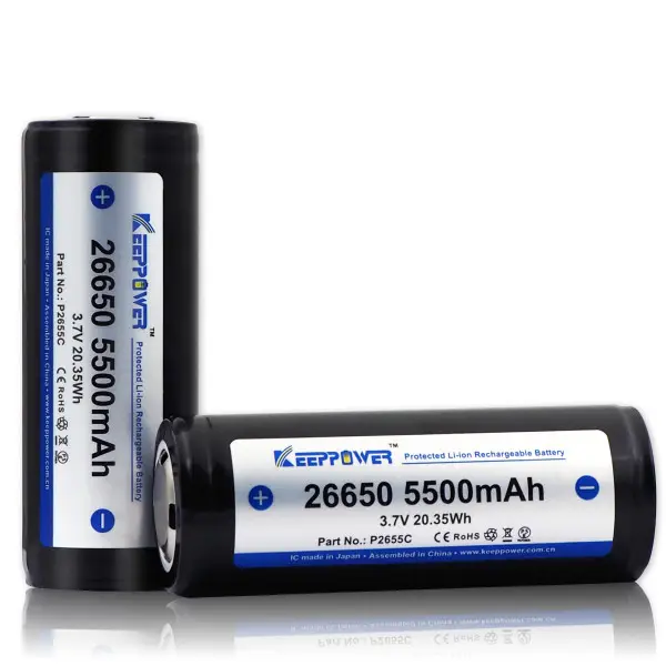 KeepPower 3.7v protected 26650 5500 mah li-ion battery P2655C