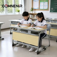Bureau et chaise d'école double places en métal durable au design moderne, mobilier scolaire, table d'étude pour étudiants, qualité export