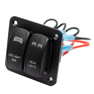Panel sakelar laut otomotif 2 Gang 12V 20A kedap air - Product Image 1