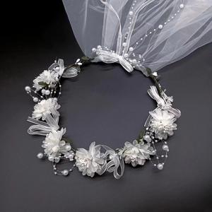Nouveau blanc tête <span class=keywords><strong>de</strong></span> fleur couronne <span class=keywords><strong>mariée</strong></span> <span class=keywords><strong>diadème</strong></span> voiles bandeau floral <span class=keywords><strong>mariée</strong></span> fleur couronne <span class=keywords><strong>voile</strong></span> - Product Image 3