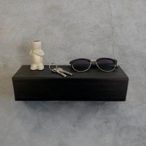 Table de chevet flottante en bois avec étagère et tiroir dissimulé, meuble de rangement discret - Product Image 3