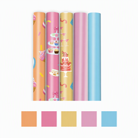 Rouleaux de papier cadeau en gros, colorés sur le thème des desserts et de couleur unie, pour les faveurs de fête d'anniversaire