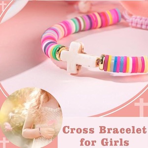 Bracciale incrociato colorato con perline per donne ragazze impilabile con catena di amicizia gioielli regalo per bambini artigianato incrociato - Product Image 2