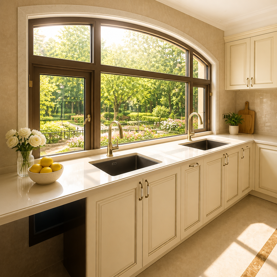 Classic Kitchen Cabinet Custom Size Cream American Style Island ...