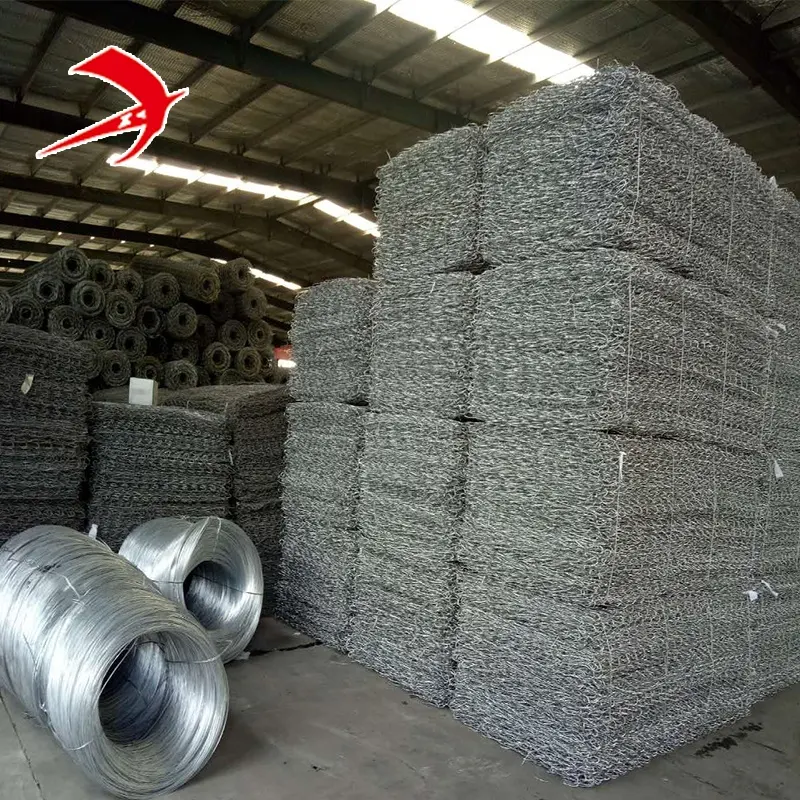 Anping कारखाने के निर्यात gabion 2x1x1m जस्ती gabion पिंजरे 8x10cm gabion टोकरी कीमतों नि: शुल्क के साथ टाई तार