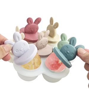 Molde de silicona con forma de conejo de 7 colores para cubitos de hielo, para comida de bebé, helado, caja de embalaje personalizable - Product Image 6