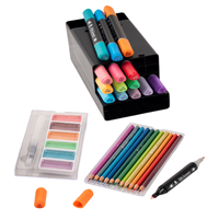 Lot de 33 Marqueurs Métalliques Double Pointe Couleurs Variées, Kit de Peinture Aquarelle Scintillante pour Enfants et Adultes, Artisanat, Dessin, Papeterie Scolaire
