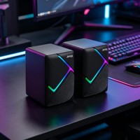 Système audio USB 2.0 filaire avec éclairage RGB, prix d'usine OEM ODM, pour PC portable et jeux, éclairage LED coloré, haut-parleurs de jeu pour PC