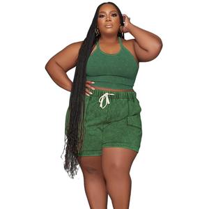 Conjunto de Dos Piezas de Talla Grande Más Vendido en Primavera y Otoño, <span class=keywords><strong>Chaleco</strong></span> Informal con Estampado y Pantalones Cortos - Product Image 4