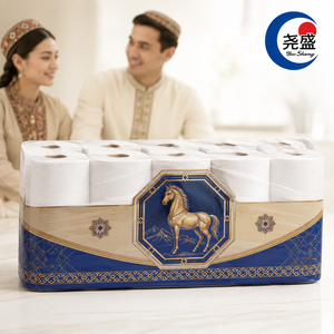 Papel Higiénico de Lujo Premium Estilo Turkmenistán con Patrón de Caballo Dorado y Paisaje Nómada, Suave, de 3 Capas, con Relieve y Acolchado - Product Image 1