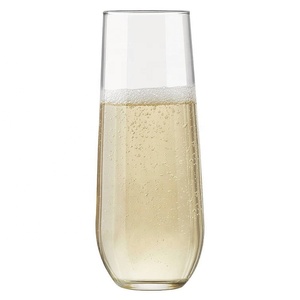 Shatterproof Recyclable And Unbreakable Crystal Clear Plastic Stemless Champagne Glasses Flutes