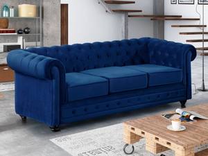 高級ディープブルーベルベットチェスターフィールドソファセット | 業務用グレード タフテッド 3+1+1シーター | ホテルロビー & VIPルーム向けコントラクトファニチャー - Product Image 2