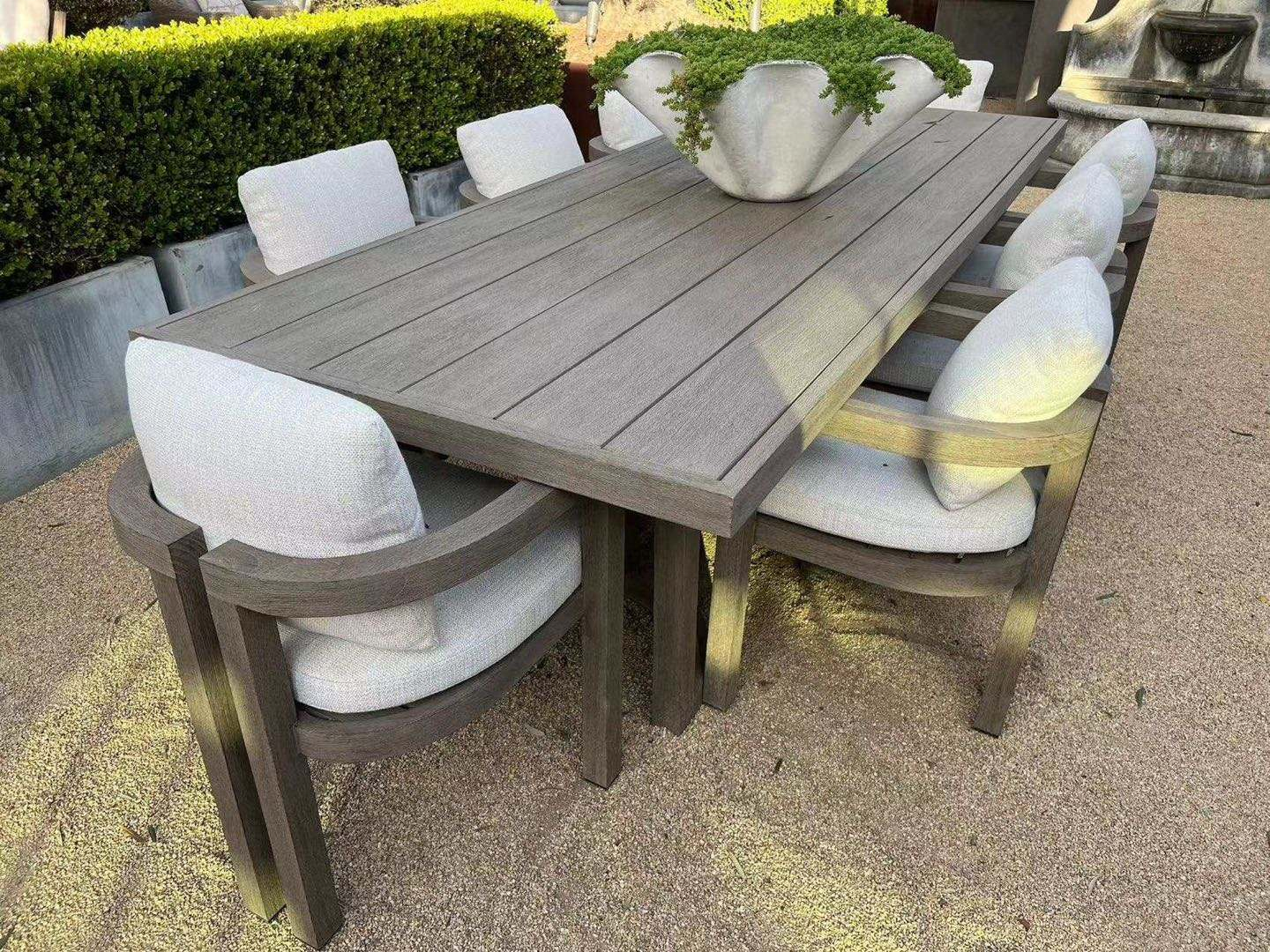 New Design Modern Garden Outdoor Balcony Hotel Furniture Set Teak Wood table Dining table set