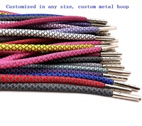 Lacets ronds en polyester personnalisés phosphorescents, lacets de chaussures lumineux fluorescents avec logo OEM et embouts métalliques pour baskets et chaussures de sport