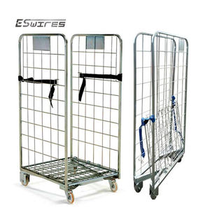 अनुकूलित बचत लागत गैल्वेनाइज्ड धातु स्टील वायर मेष 2 साइड नेस्टेबल तह रोलिंग स्टोरेज कार्ट - Product Image 1
