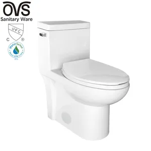 OVS Upc Salle de bain style américain ADA Toilettes siphoniques en céramique montées au sol Toilette monobloc allongée occidentale moderne