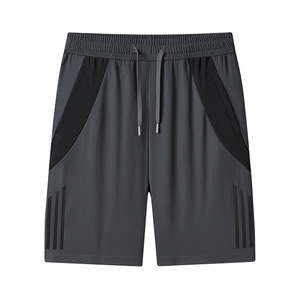 Shorts en toile unie pour homme, polyester/nylon, séchage rapide, noir/gris, vêtements décontractés d'été - Product Image 3