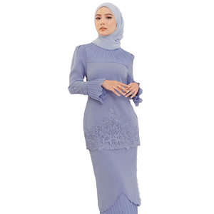 Dernier design de jupe longue plissée malaisienne, broderie <span class=keywords><strong>Baju</strong></span> <span class=keywords><strong>Kurung</strong></span> Abaya, robe musulmane moderne en dentelle, <span class=keywords><strong>Baju</strong></span> <span class=keywords><strong>Kurung</strong></span> en gros au Vietnam - Product Image 2
