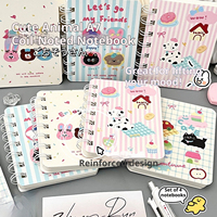 Carnet à spirale A7 avec motifs d'animaux mignons, lot de 4 designs, pages lignées, papier épais, bloc-notes de poche pour étudiants, école et cadeaux