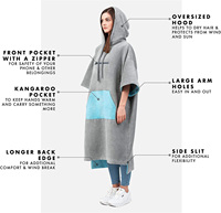 Vente chaude Peignoir jetable personnalisé en microfibre à capuche, serviette poncho, pour le changement de vêtements, la plage, le surf, la maison, le sport, rectangulaire, séchage rapide, brodé