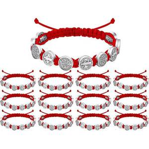 Handmade Braided Black Rope Alloy <b>Bracelet</b> With Cross Charms Adjustable Gift Jewelry Set - Product Image 2