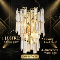 Applique murale en cristal doré, lampe murale LED moderne, lumière décorative pour chevet et coiffeuse