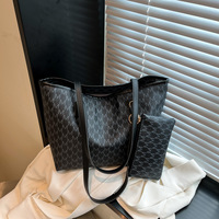 Ensemble 2 Pièces Sac à Main de Luxe en Cuir PU pour Femme Nouveau Designer Sac à Main à Poignée Épaule Sangle Élégant Fourre-Tout Noir