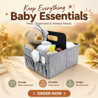 Boîte de rangement compartimentée avec poignée pour enfant/enfants - Contient des biberons, des cuillères, des bavoirs, des sucettes, des couches - Matière polyester