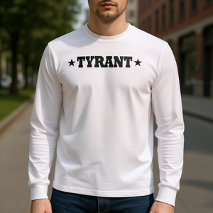 Camiseta de manga larga Tyrant, cuello redondo, color blanco, talla unisex para adultos - Product Image 3