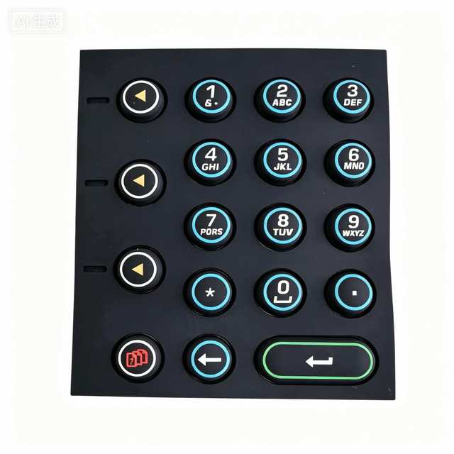 Water-proof Backlit LED Membrane Switch Panel Keyboard with Illuminated Buttons for Telecommunication Equipment in Darkness