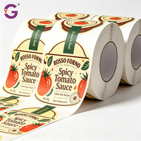Etiquetas de Embalaje Personalizadas para Frascos de Alimentos, Etiqueta Adhesiva Impermeable en Rollo con Sello para el Cuello del Frasco, Etiqueta con Logotipo Personalizado para Frascos