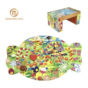 Puzzle éducatif personnalisé pour enfants, 100 pièces, en forme de bonbons, dessin animé, grande table, puzzle pour enfants