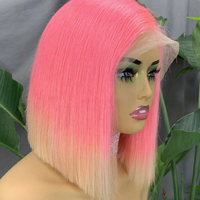 Perruque Bob Lace Front 13x4 100% Cheveux Humains Ombré Rose Lisse Coupe Droite Pré-Pluckée avec Baby Hair Vente en Gros par Senmu Beauty