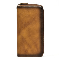 Heren Echt Lederen Luxe Mobiele Telefoon Portemonnee Zakelijke Clutch Portemonnee Dubbele Rits Lange Portefeuilles