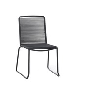 Chaise de salle à manger d'extérieur moderne en rotin et corde de chanvre tressée, confortable et durable, pour table de cour 4 personnes