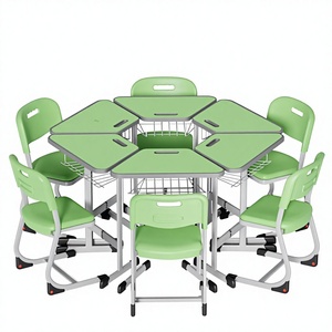 <span class=keywords><strong>Escritorio</strong></span> de Estudio Hexagonal para Niños, Altura Ajustable, Anticolisión, <span class=keywords><strong>Escritorio</strong></span> y <span class=keywords><strong>Silla</strong></span> Escolar Hexagonales, Estilo Moderno y Minimalista - Product Image 1