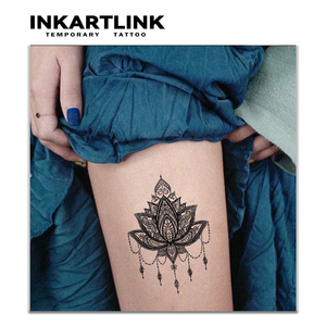 Tatuaje Temporal Personalizado de Mandala Loto a Base de Hierbas, Resistente al Agua, 15 Días, Arte Corporal Semipermanente para Mujeres, <span class=keywords><strong>Muslo</strong></span> y Pierna, Venta al Por Mayor - Product Image 2