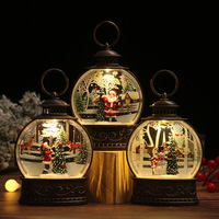 Boule à neige de Noël vintage avec LED, eau tourbillonnante, ornement de bureau, fonctionne sur piles, cadeau de Noël, décoration de maison pour les fêtes