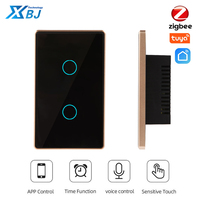 US Tuya Zigbee lampu Panel kaca Wifi, saklar sentuh nirkabel kendali jarak jauh 1/2/3/4gang sakelar cerdas dinding